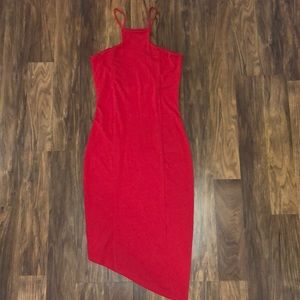 Express Dresses - Express red midi dress with asymmetrical hem Express Dresses - Express red midi dress with asymmetrical hem